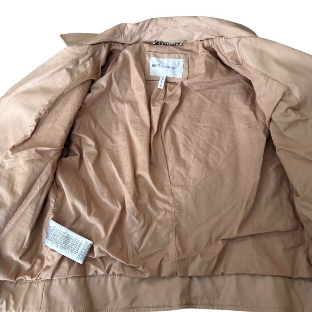 BCBGeneration Faux Leather Blush Pink Moto Jacket Size Medium - Picture 3 of 7